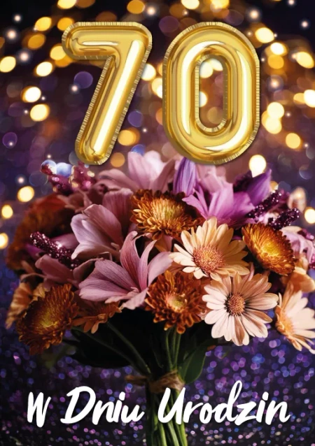 Kartka urodzinowa 70- ste urodziny trójwymiarowa 3D 1 szt.