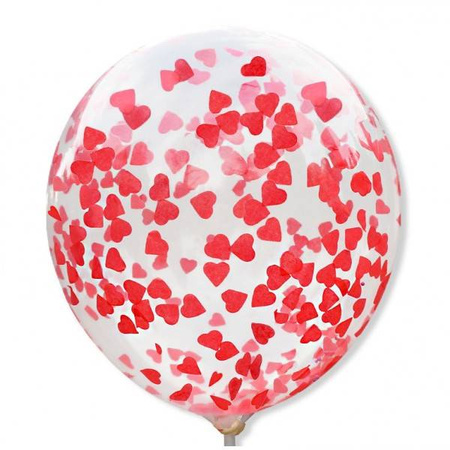 Balon przezroczysty z konfetti serca 1 szt. - kolor do wyboru