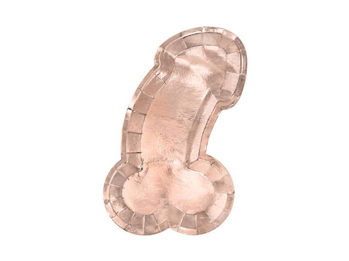 Talerzyki papierowe złoty róż Penis 26,5 x 15,5 cm 6 szt.