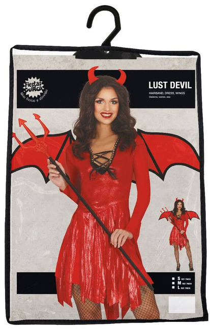 Strój dla dorosłych Diablica ze skrzydłami sukienka