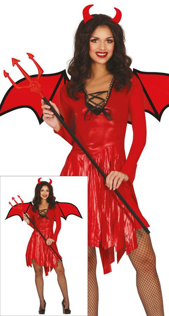 Strój dla dorosłych Diablica ze skrzydłami sukienka