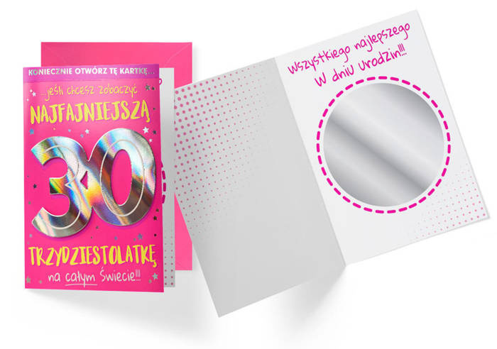 Kartka okolicznościowa urodzinowa dla 30-latki lusterko