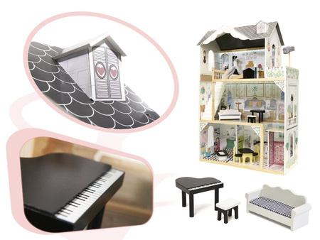 Domek dla lalek MDF z akcesoriami 120cm XXL świeci LED