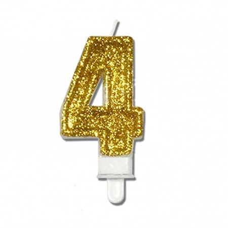 Świeczka urodzinowa na tort cyfra złota brokatowa