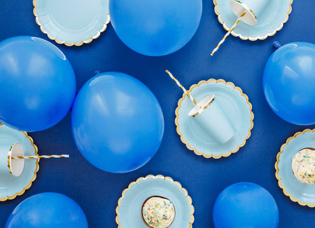 Kubeczki jednokolorowe papierowe złoto-niebieskie 220 ml 6 szt.