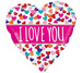 I Love You kolorowe serduszka serce balon foliowy Amscan 18''
