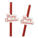 Słomki do picia papierowe czerwone metaliczne 10szt Merry Christmas