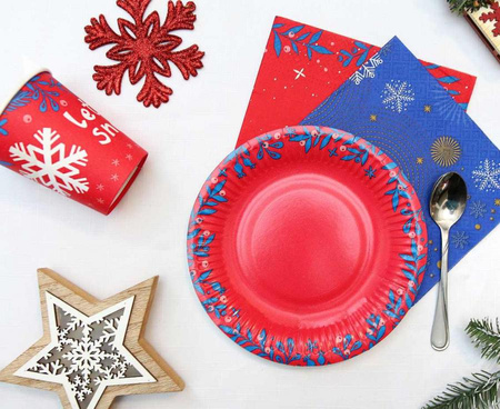 Talerzyki papierowe świąteczne LET IT SNOW jemioła