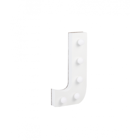 Świecąca Litera LED "J" Light Letter, drewniana biała 17x8 cm