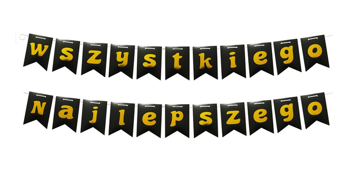 Baner girlanda urodzinowa "Wszystkiego najlepszego" czarny