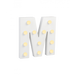Świecąca Litera LED "M" Light Letter, drewniana biała 17x17 cm