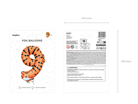 Balon foliowy CYFRA 9 TYGRYSEK 64 x 87 cm