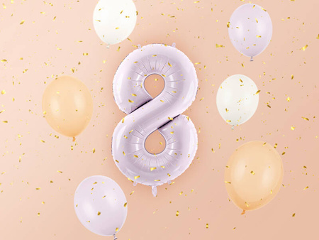 Balon foliowy CYFRA 8 pastelowy fioletowy 72 cm