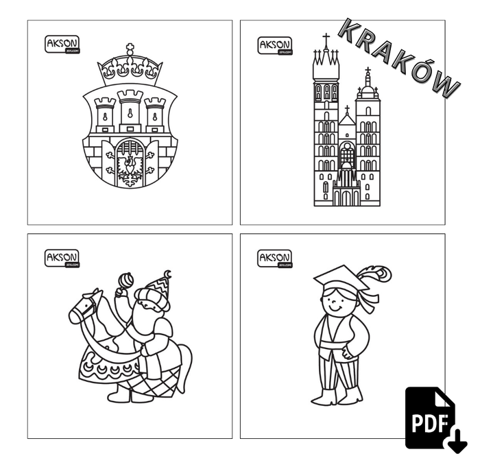 Karty do zabaw KRAKÓW zestaw 15 szt. do wydruku PDF