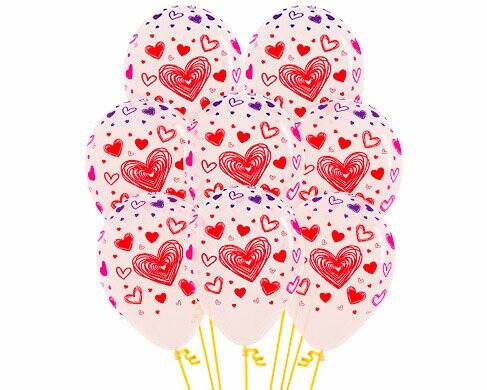 Balony Sempertex Serca w 3 kolorach 12'' 50 szt Mix