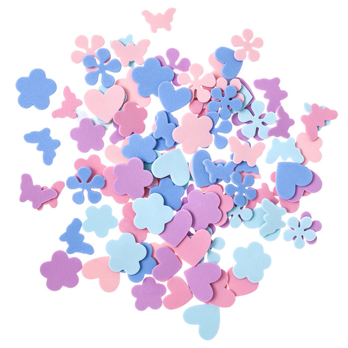 Naklejki z pianki SERCA, KWIATKI, MOTYLE 100 szt