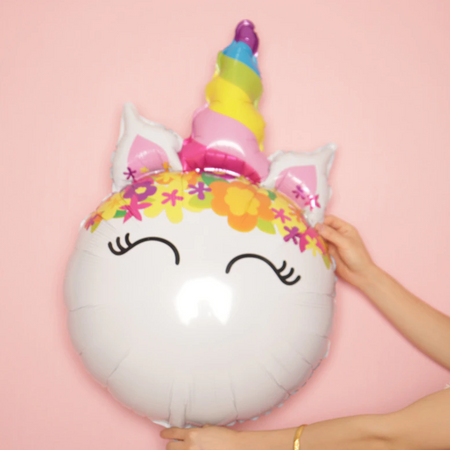 Jednorożec kolorowy balon foliowy okrągły 86x53 cm