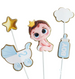 Pikkery Toppery na tort Baby Shower 5 szt. chłopiec