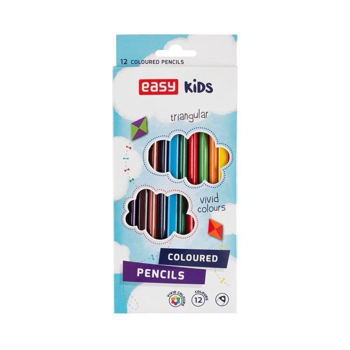 Kredki drewniane 12 kolorów trójkątne Easy