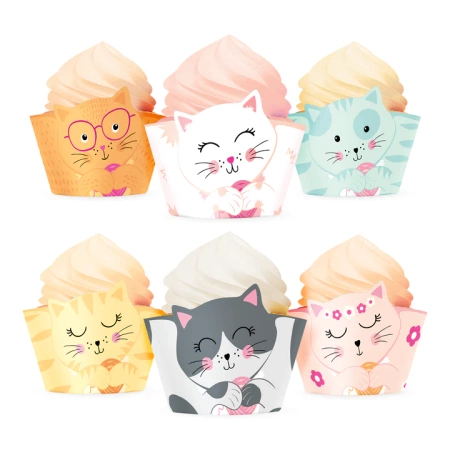 Papilotki do muffinek babeczke Kotki 6szt.
