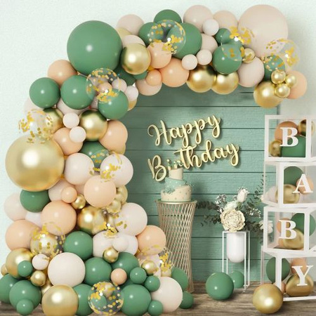 GIRLANDA BALONOWA 110 szt. oliwkowo łososiowa