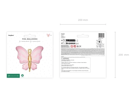 Balon foliowy Motyl, 69x69 cm, różowy