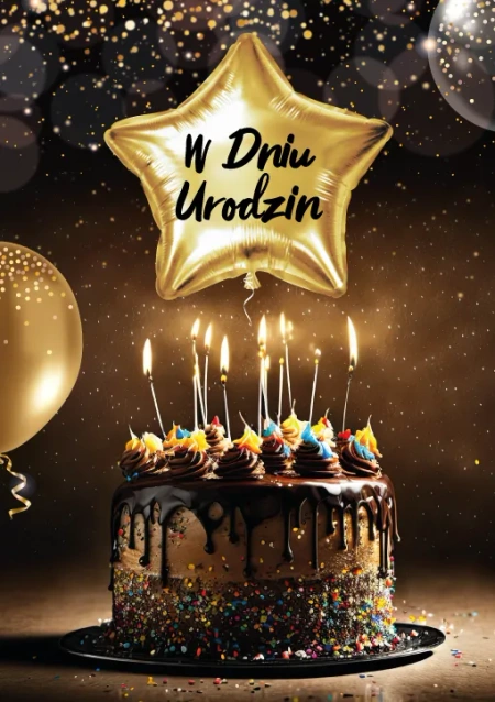 Kartka urodzinowa trójwymiarowa 3D "W dniu urodzin" 1 szt.