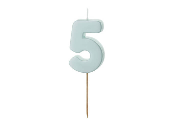 Świeczka urodzinowa cyfra 5 jasny niebieski 5,5, cm