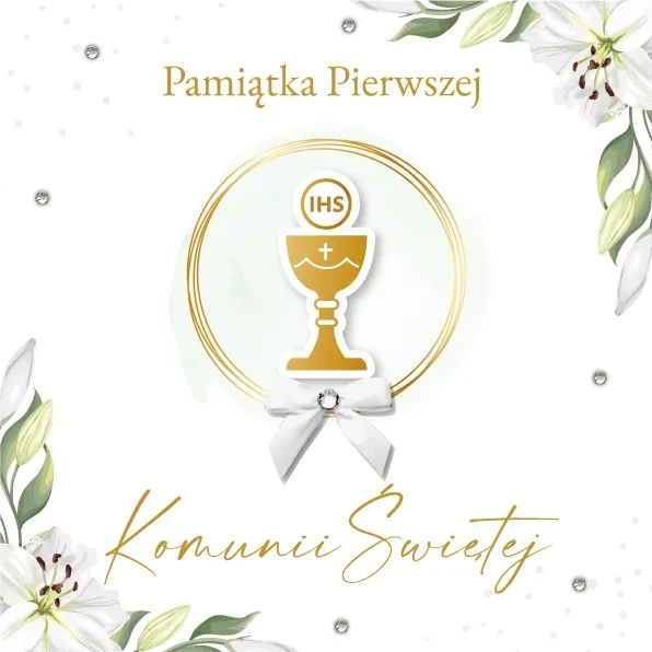 Kartka Pamiątka Pierwszej Komunii Świętej kwadratowa