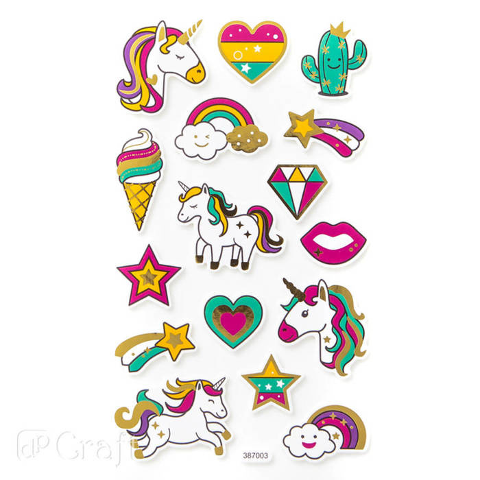 Naklejki z pianki JEDNOROŻCE 16 szt