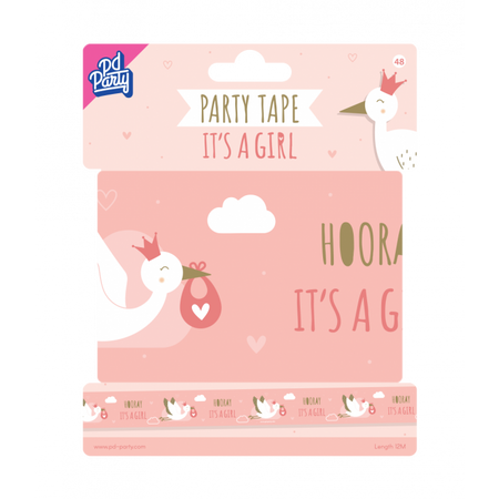 Taśma dekoracyjna Baby Shower, różowa dziewczynka 12 metrów
