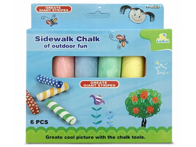 Kreda kolorowa 6 sztuk okrągła chodnikowa tablicowa