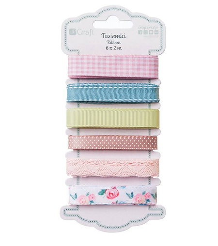 Tasiemka wstążka zestaw w odcieniach różu 6 x 2m