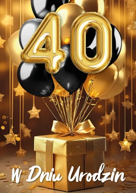 Kartka urodzinowa 40- ste urodziny trójwymiarowa 3D 1 szt.