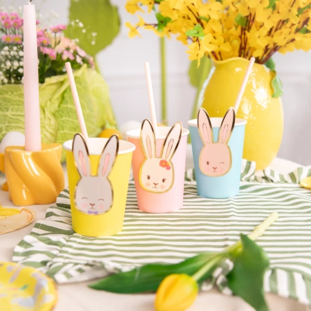 Kubeczki papierowe zajączki Wielkanoc 220 ml DIY mix 6 szt.