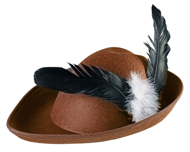 Kapelusz brązowy z piórkiem Robin Hood