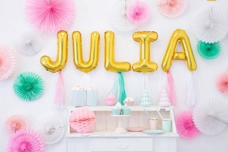 BALON foliowy LITERA mała 35 cm złota na powietrze