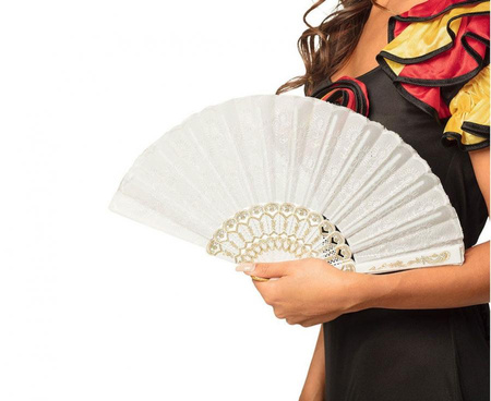 Wachlarz materiałowy złote zdobienia 083