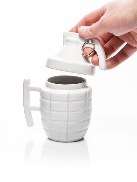 Kubek granat Z ZAWLECZKĄ - BIAŁY