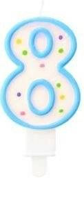 Świeczka urodzinowa "8" kropeczki niebieska