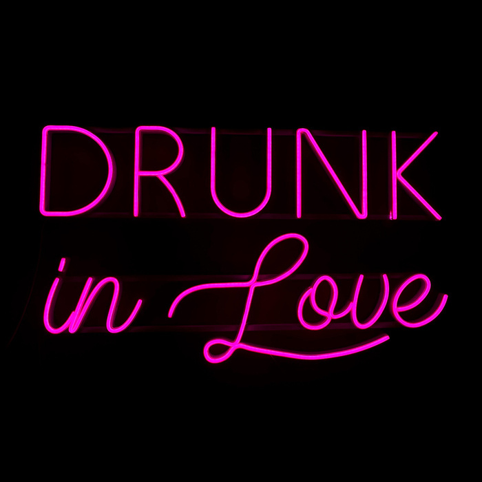 Napis LED neon - DRUNK in Love różowy
