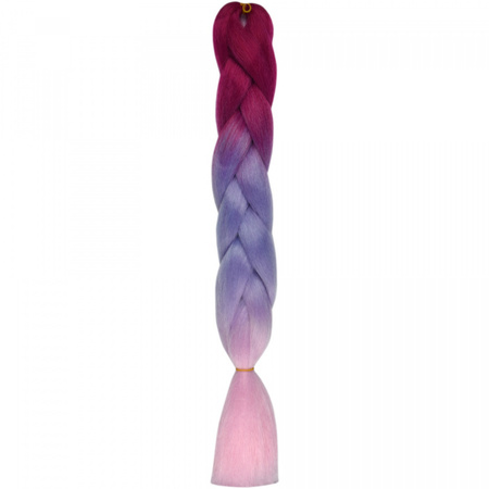 Włosy syntetyczne warkocze warkoczyki 60 cm OMBRE - bordowo fioletowo różowe
