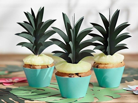 Pikery toppery Ananas Liście dekoracje na tort muffinki 6 szt