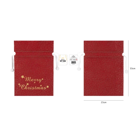 Torebka prezentowa świąteczna wiązana worek czerwony 23 x 33 cm