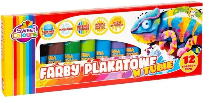 Farby Plakatowe 12 kolorów OTOCKI 12x30 ml w tubkach