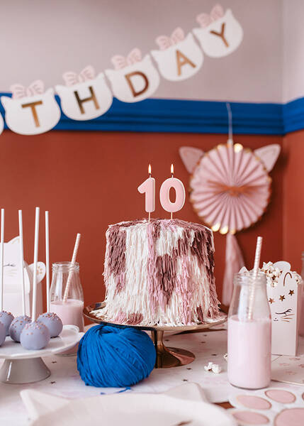 Świeczka urodzinowa cyfra 0 jasny różowy 5,5, cm