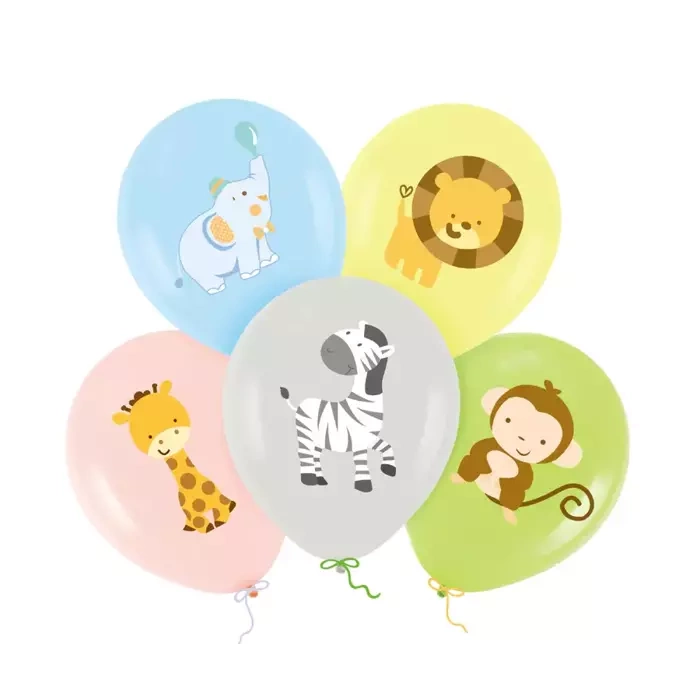 Balony lateksowe zwierzątka Safari dżungla 12 cali 5 szt.