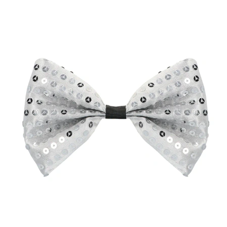 Kamizelka z muchą męska srebrna cekinowa błyszcząca