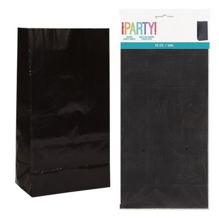 Torebki na słodycze prezenty dla gości czarne 12 szt.