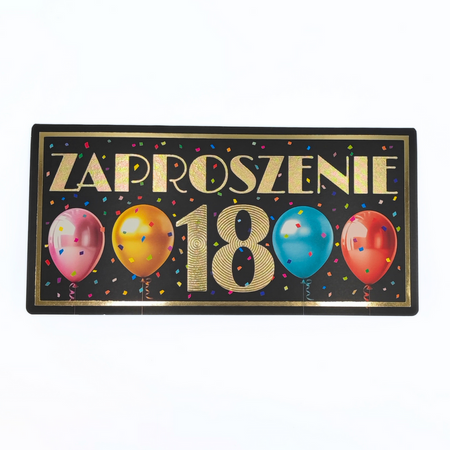 Zaproszenie na przyjęcie urodzinowe 18-stka balony 1 szt.
